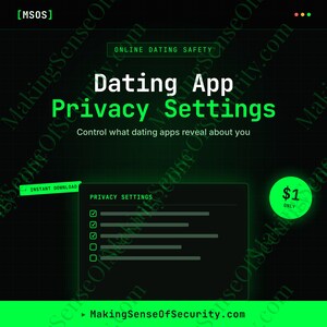 Sekretessinställningar för dejtingappar | Utskrivbar digital cybersäkerhetsguide för dejting | Ladda ner PDF direkt
