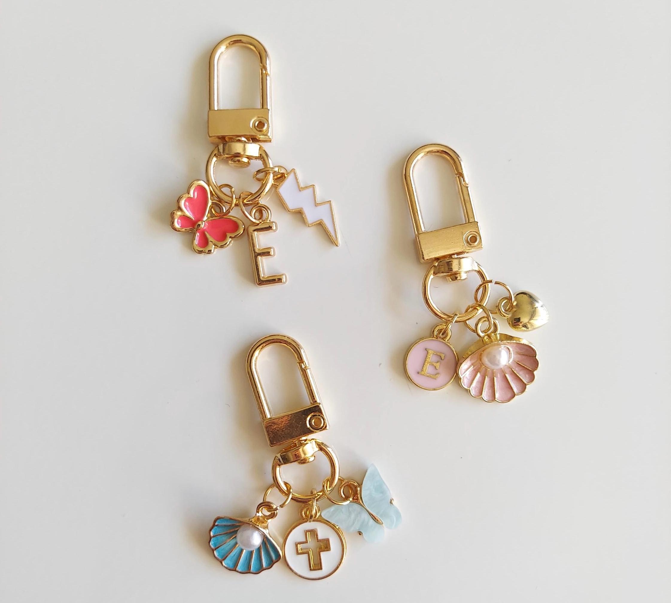 Personalized charm keychains Personalized Keychain Charm Keychain Custom Charm Keychain Gold Keychain Customized Keychain Gift for Her Charm