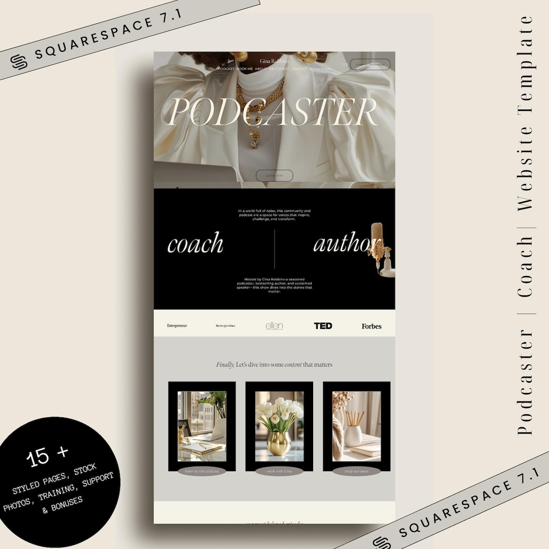 Squarespace Podcast Template Customizable Website Design for