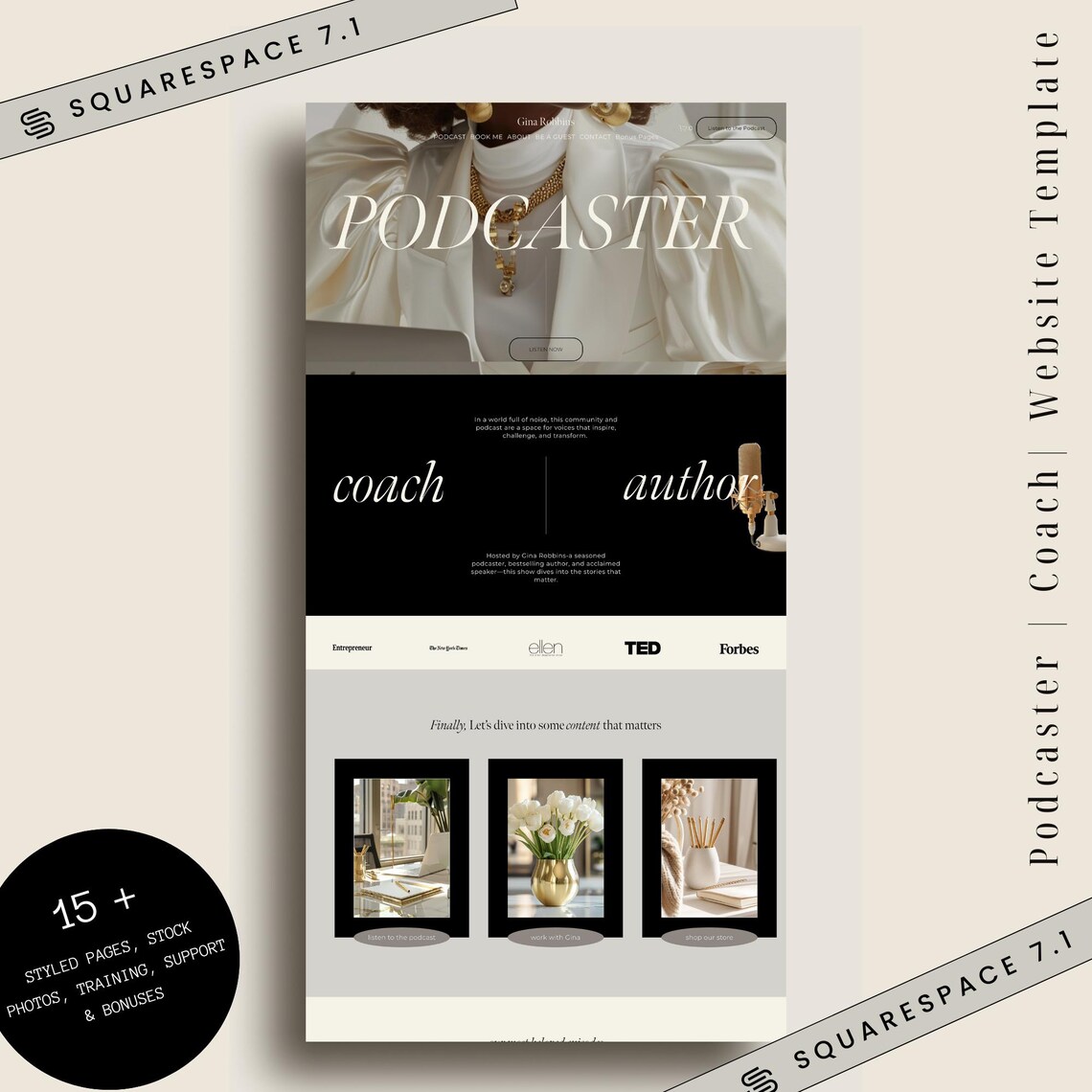 Squarespace Podcast Template Customizable Website Design for