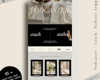 Squarespace Podcast Template - Customizable Website Design for Podcasters, Modern Squarespace Theme, Modern Podcast Design