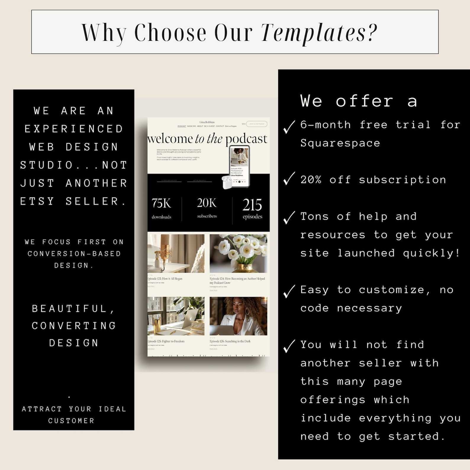 Squarespace Podcast Template Customizable Website Design for