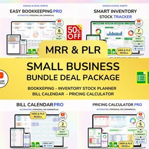 Small Business Bundle Bookkeeping Order Tracker Product Pricing Calculator Profit Margin Inventory Tracker Bill Calendar Income Expense