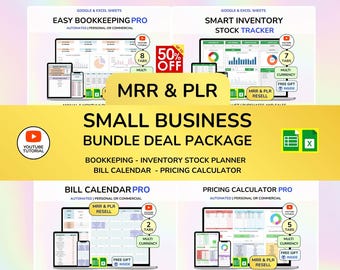 Small Business Bundle Bookkeeping Order Tracker Product Pricing Calculator Profit Margin Inventory Tracker Bill Calendar Income Expense