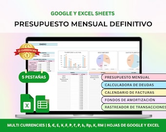 Hoja de Cálculo de Presupuesto Mensual, Presupuesto Simple para Excel, Presupuesto para Google Sheets, Planificador de Presupuesto
