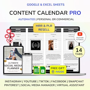 PLR Inhaltskalender Tabelle Social Media Planner Virtueller Assistent Social Media Planer Digitales Produkt Digitaler Download