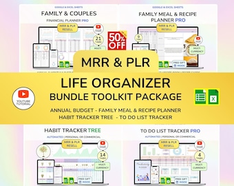 PLR Life Organizor Spreadsheet Bundle, Digital product, Plr Bundle, Master Resell Rights, Resell Rights, Done for you, Digital download