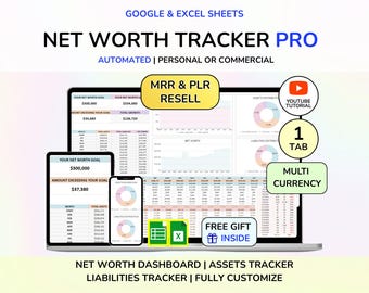 PLR Net Worth Tracker Wealth Tracker Assets Tracker Wealth Dashboard Finance Planner Budget Dashboard Wealth Planner Digital Download MRR