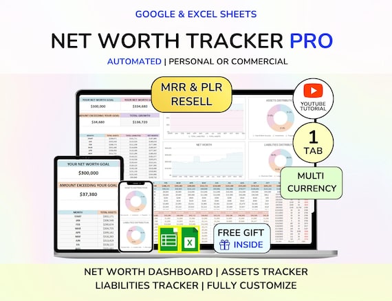 PLR Net Worth Tracker Wealth Tracker Assets Tracker Wealth Dashboard Finance Planner Budget Dashboard Wealth Planner Digital Download MRR