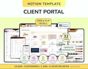 Plantilla PLR Notion: Gestor de redes sociales Portal del cliente Planificador de contenido Incorporación de clientes Gestión de redes sociales Propuesta al cliente