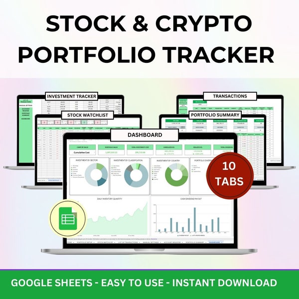 Stock Portfolio Tracker Crypto Investment Tracker Stock Spreadsheet Stock Trading Tracker  Stock Spreadsheet Crypto Tracker