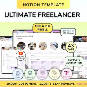 PLR Notion Pequeñas Empresas Freelancer Notion Planificador de Negocios Plantilla Notion para Freelancers Plantilla Notion Planificador Notion Panel de Control Notion