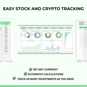 Stock Portfolio Tracker, Crypto Portfolio Manager, Investment Tracker Spreadsheet, Personal Finance Spreadsheet, Crypto Portfolio Tracker