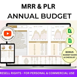 PLR Excel Budget Spreadsheet Budget Planner Annual Budget Yearly Budget Spreadsheet Template Google Sheets Excel Template