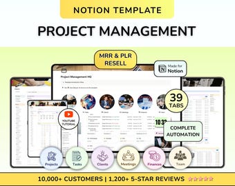 Project Management Planner Task Tracker Gantt Chart Project Planner Project Tracker Notion Template Business Planner Business planner Notion