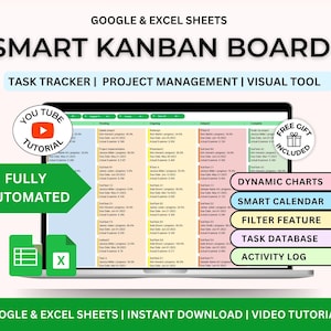 Kanban Board, Kanban Google Sheets, Kanban Excel Template, Kanban Template Excel, Google Sheets Kanban