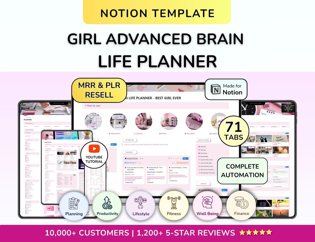 PLR Girl Second Brain Advanced Notion Life Planner All in One Notion ...