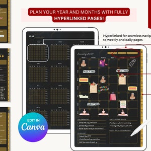 PLR Planner, Canva Planner, Editable Journal Planner Canva Editable Planner