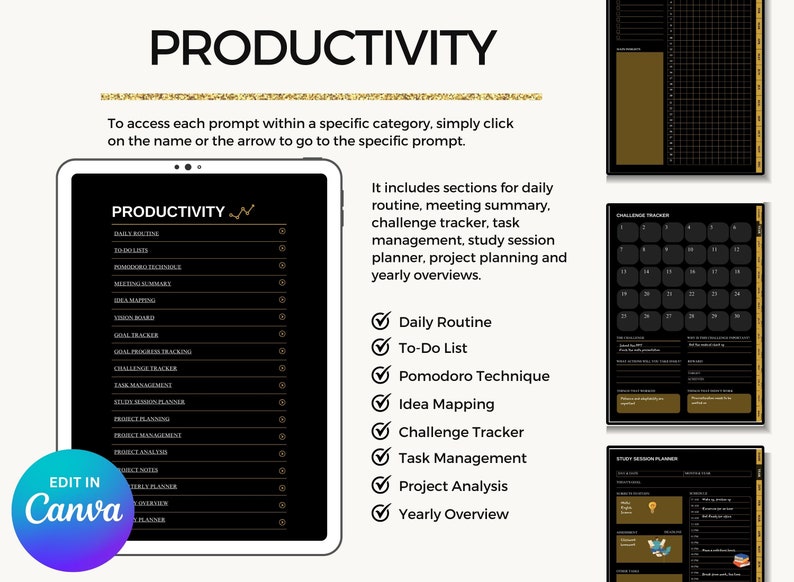 Editable Journal Planner Canva Editable Planner