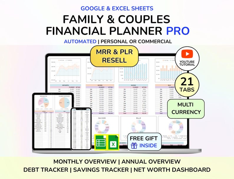 PLR Family Budget Planner Couples Budget Spreadsheet Excel Google ...