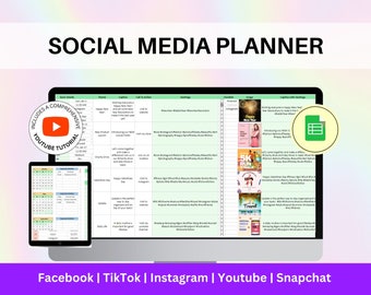 Social Media Calendar Google Sheets, Content Planner, Content Calendar Template, Marketing planner, Content Tracker
