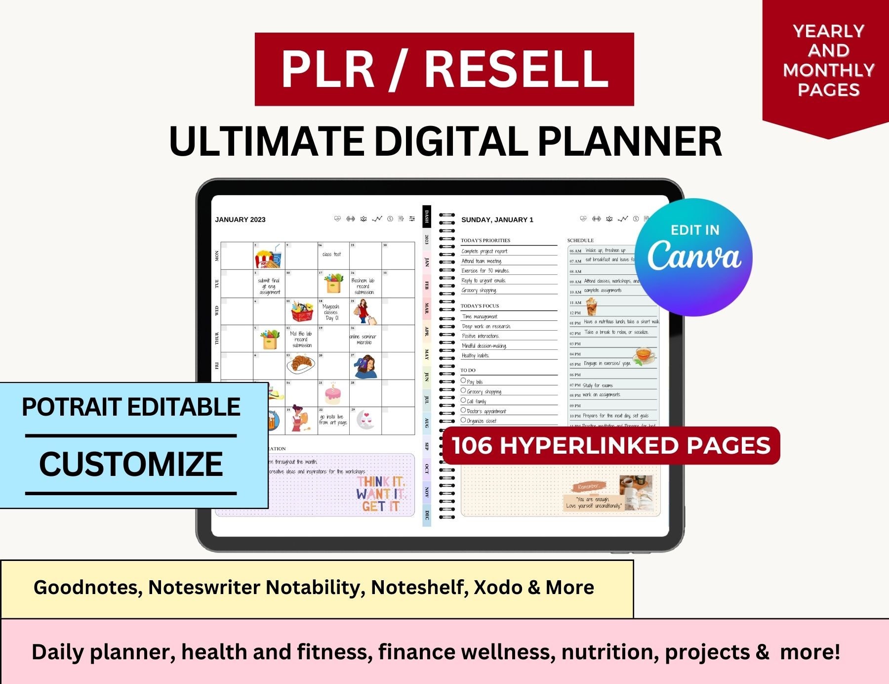PLR Digital Planner Bundle PLR Planners Resell Planner Digital PLR ...