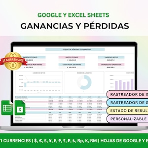Plantilla de Pérdidas y Ganancias, Plantilla P&L para Google Sheets, Calculadora de Beneficios, Hoja de Pérdidas y Ganancias