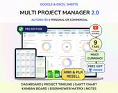 PLR Multi Project Management Spreadsheet Digital Product Project Planner,Project Tracker  Project Spreadsheet Digital Download