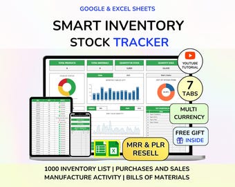 PLR Inventory Spreadsheet Inventory Management Google Sheets Commercial Inventory Template Inventory Sheet Inventory Log Inventory MRR