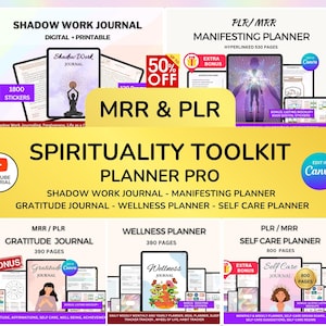 Kit de ferramentas de espiritualidade PLR, Planejador de gratidão, Planejador de manifestação, Diário de trabalho com a sombra, Planejador de autocuidado, Download digital, Produto digital