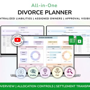 Divorce Planner Spreadsheet Asset Division Google Sheets Divorce Financial Settlement Property & Debt Split Separation Agreement Transition