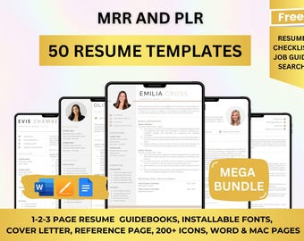 PLR Resume Bundle ATS resume CV Template Digital Product Digital download Modern resume word Ats friendly resume