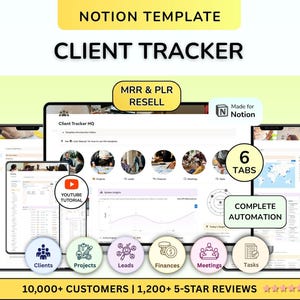 PLR Notion Client Tracker CRM Customer Relationship Management Client dashboard Client Log Notion template Notion Planner Notion Dashboard