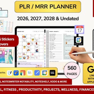 PLR Planner 2026 2027 2028 MRR Planner Done for You Planner Master Resell Rights Plr Journal Resell Planners Digital Product PLR Mrr