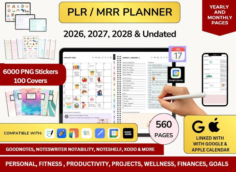 PLR Planner 2026 2027 2028 MRR Planner Dfy Planner Master Resell Rights Plr Planner Plr Journal Resell Planners Digital Product