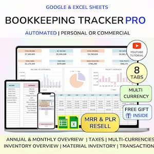 PLR Bookkeeping Excel Spreadsheet Small Business Bookkeeping Template Excel Accounting Template Small Business P and L Digital Product