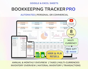 Plantilla de contabilidad PLR para pequeñas empresas en formato Excel. Plantilla de contabilidad para pequeñas empresas. Estado de resultados digital para pequeñas empresas.