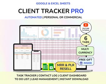 PLR Client Tracker Spraedsheet Lead Tracker Google sheets Excel Template Customer Tracker Lead Management Client Planner Digital Product