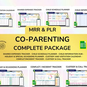 Pode incluir: Um pacote digital de coparentalidade com sete modelos de planilhas automatizadas: calendário de custódia, rastreador de despesas, planejador infantil, centro de informações, planejador de férias, rastreador de conflitos e de chamadas.