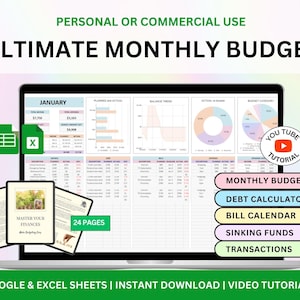 PLR Monthly Budget Spreadsheet Simple Excel Budget Budget Google Sheets Budget Planner Digital Budget Template Excel Template Google Sheets