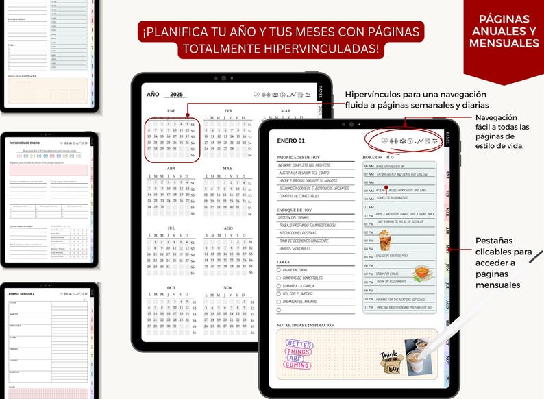 PLR planificador digital, agenda digital, calendario digital, organizador digital, planificador interactivo, diario digital, Spanish Planner