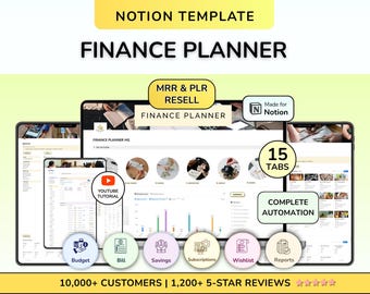 Modelo de orçamento PLR para Notion, rastreador financeiro, rastreador de despesas, calendário de contas, pagamento de contas, modelo de finanças pessoais, modelo de revenda PLR para Notion.