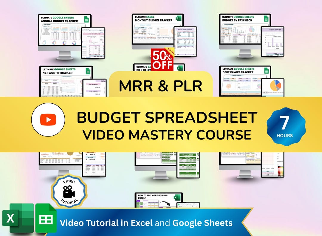 PLR Budget Mastery Video Course Google Sheets Excel Budget Tracker ...