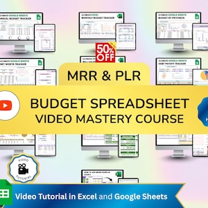 PLR-videocursus budgetbeheersing Google Spreadsheets Excel Budget Tracker Budget-videocursus PLR MRR-videocursus, master doorverkooprechten