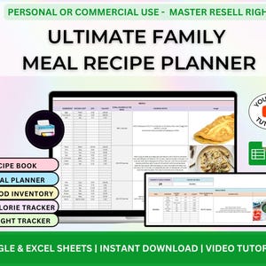 PLR Meal Planner Spreadsheet DFY Done for you Passive income Instant Download Digital Download PLR Spreadsheet Plr Google Sheet
