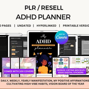PLR Adhd Resell PLR MRR planner Neurodivergent Planner Attenten Deficit planner Digital Planner Bundle Plr Productivity planner image 11