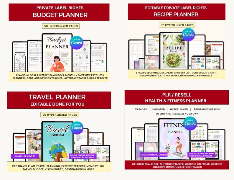 PLR Digital Planner Bundle PLR Planners Resell Planner Digital PLR ...