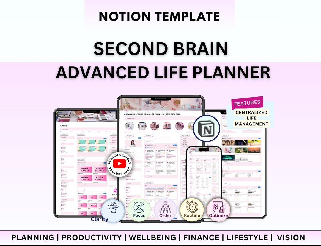 PLR Girl Second Brain Advanced Notion Life Planner All in One Notion ...