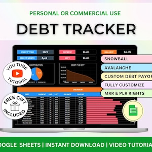 Debt Snowball Spreadsheet Google Sheets Microsoft Excel Template Digital Debt Payment Tracker Debt Payoff Planner Dark Mode
