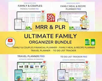 Presupuesto familiar PLR Presupuesto del hogar Presupuesto de pareja Hoja de cálculo PLR Google Sheets Organizador de vida Lista de tareas para comidas familiares Rastreador
